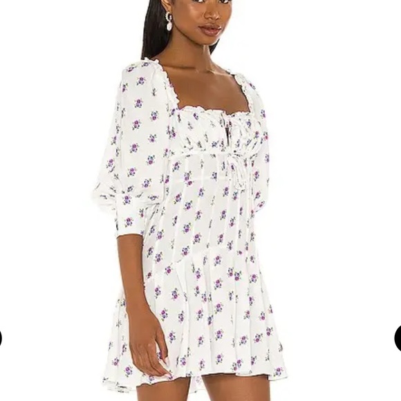 For Love And Lemons Viola dress / White and Purple Ruffled Tiered Sundress - Picture 6 of 8